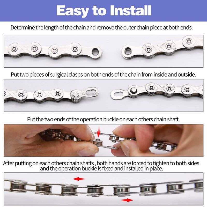 Ruby Q Bike Chain Kit, 6/7/8 speed Multi-Function Bike Mechanic Repair Kit, Chain Breaker and Bike Link Plier with Hook and 6 Pairs Bicycle Buckle, Reusable - Image 5